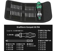 Wera Kraftform Kompakt 60RA Ratchet Screwdriver & Screwdriver 89mm Bits 050510
