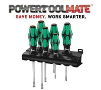WERA Kraftform Plus 6 Piece Pozi (Pz) & Slot/Flat Screwdriver Set & Rack,105656