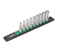 Wera Magnetic Socket Rail A Deep 1 Socket Set, 1/4" Drive, 9 pc