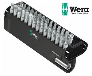 WERA Tough 30 Pce PH/PZ/TX/Hex/Slot Screwdriver Bit Set + Magnetic Holder 057434