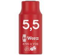 Wera VDE Zyklop Socket Insulated 1000V 1/4" Drive 8790 A VDE 4-14mm Choose Size