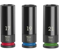 Wera 17mm/19mm/21mm Alloy Wheel Nut 1/2" Sq Impact Hex Insert Socket Set, 004595