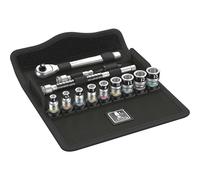 Wera SA 12 Holding Function Socket Set with Zyklop Metal Switch, 1/4" Drive, 13pc, 05003756001 , Black