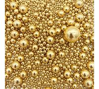 Weraru Edible Bright Gold Pearl Sugar Sprinkles Candy Mixing Size Baking Edible Cake Decorations Cupcake Toppers Cookie Decorating Celebrations Wedding Shower Party Chirstmas Supplies 120g/ 4.2oz