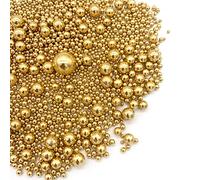 Weraru Edible Bright Gold Pearl Sugar Sprinkles Candy Mixing Size Baking Edible Cake Decorations Cupcake Toppers Cookie Decorating Celebrations Wedding Shower Party Chirstmas Supplies 120g/ 4.2oz