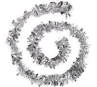 WeRChristmas 10 m Garland Traditional Christmas Tree Tinsel with Stars, Silver