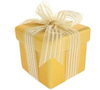 WeRChristmas 12 cm Gift Box Table Decoration with Ribbon, Set of 3, Gold