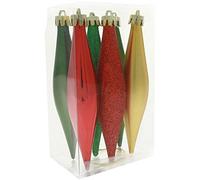 WeRChristmas 15 cm Shiny/Matt/Glitter Baubles Christmas Tree Decorations, Pack of 6, Red/Gold/Green