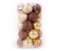 WeRChristmas 25-Piece Deluxe Variety Christmas Tree Baubles Decoration Pack, Brown/Bronze/Gold