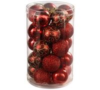 WeRChristmas 25-Piece Deluxe Variety Christmas Tree Baubles Decoration Pack, Red