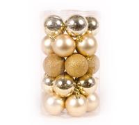 WeRChristmas 25-Piece Variety Christmas Tree Baubles Decoration Pack, Gold