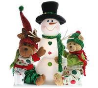 WeRChristmas 36 cm Large Pre-Lit Colour Changing LED Christmas Snowman Reindeer and Bear Christmas Decoration