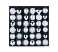 WeRChristmas 36 Piece Shatterproof Bauble Pack, White & Silver, 3 cm