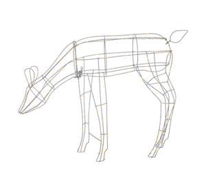 WeRChristmas 3D Metal Grazing Doe Reindeer Silhouette Christmas Decoration, Warm White, 80 cm