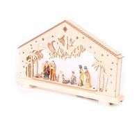 WeRChristmas 45 cm Pre-Lit Christmas Wooden Nativity Scene Decoration Illuminated with 5 Warm White LED