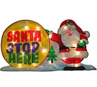 WeRChristmas 45 cm Pre-Lit Santa Holding Stop Here Sign Double Sided Window Silhouette Christmas Decoration