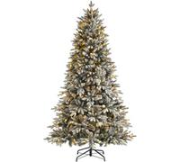 WeRChristmas 5 Ft Pre-Lit Slim Snow Flocked Christmas Tree With 250 Leds & 8 Light Settings