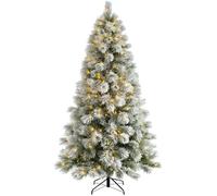 WeRChristmas 5 ft Pre Lit Snow Flocked Christmas Tree, Warm White LEDs