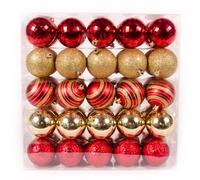 WeRChristmas 50-Piece Deluxe Variety Christmas Tree Baubles Decoration Pack, Red/Gold