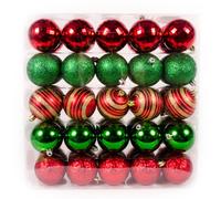 WeRChristmas 50-Piece Deluxe Variety Christmas Tree Baubles Decoration Pack, Red/Green