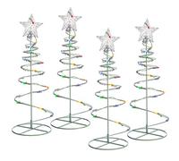 WeRChristmas 55 cm Spiral Trees Christmas Lighting with 8 Function Controller, Set of 4, Multi-Colour