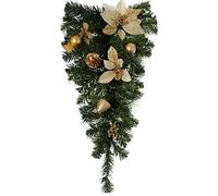 WeRChristmas 60 cm Decorated Tear Drop Garland Christmas Decoration, Cream/Gold