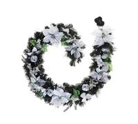 WeRChristmas 6Ft Pre Lit Decorated Frosted Christmas Garland White And Silver Design