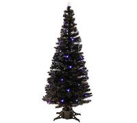 WeRChristmas 7 ft Black Pre-Lit Multi-Colour Fibre Optic Christmas Tree with Blue/ White LED and Star Topper