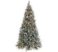 WeRChristmas 7 ft Pre-Lit Scandinavian Blue Spruce Pine Cone and Berry Christmas Tree with 400 Warm White LED Lights/ 8 Setting Controller/ Easy Build Hinged Branches