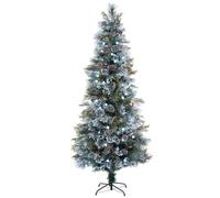 WeRChristmas 7 ft Pre Lit Snow Flocked Christmas Tree, Fibre Optic