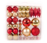 WeRChristmas 75-Piece Deluxe Variety Christmas Tree Baubles Decoration Pack, Red/Gold