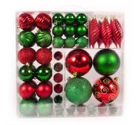 WeRChristmas 75-Piece Deluxe Variety Christmas Tree Baubles Decoration Pack, Red/Green
