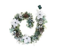 WeRChristmas 76Cm Pre Lit Natural Fir Christmas Wreath 675 Pe Tips 100 Warm White Micro Leds 8 Function Timer Controller 30Cm Lead Wire