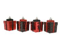 WeRChristmas 7cm Christmas Tree Bauble Gift Box Decoration Shiny and Matt, Set of 4, Red/ Black