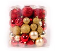 WeRChristmas 80-Piece Deluxe Variety Christmas Tree Baubles Decoration Pack, Red/Gold