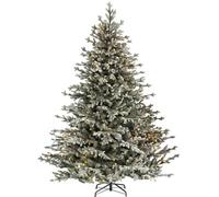 WeRChristmas 8Ft Pre Lit Snow Flocked Fraser Fir Christmas Tree With 650 Candle Style Leds And 8 Light Functions