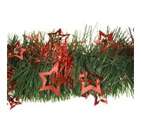 WeRChristmas 9 ft Double Star Shiny Christmas Tree Tinsel Garland, Red/ Green