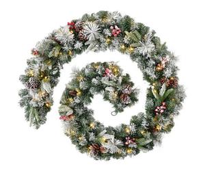 WeRChristmas 9 Ft Pre-Lit Snow-Flocked Extra-Thick Mixed Pine Artificial Christmas Garland, 80 Warm White Leds