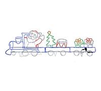 WeRChristmas Animated Santa on a Train with Flashing Wheels Rope Lights Silhouette, 250 cm - Large