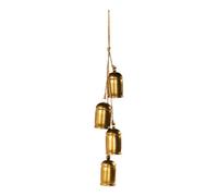 WeRChristmas Antique Gold Hanging Christmas Bells, 64 Cm, 4 Metal Bells On Jute String