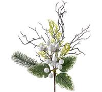 WeRChristmas Artificial Frosted Berries Pick Christmas Tree Decoration, White, 31 cm
