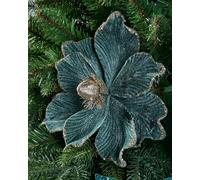 WeRChristmas Artificial Magnolia Christmas Tree Flower Decoration, Emerald, 30 cm