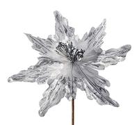 WeRChristmas Artificial Poinsettia Christmas Tree Flower Decoration, Silver, 30 cm