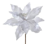 WeRChristmas Artificial Poinsettia Christmas Tree Flower Decoration, White, 34 cm