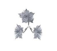 WeRChristmas Artificial Silver Poinsettia Flower with Clip, 3 Pack