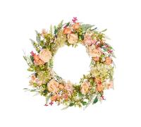 WeRChristmas Artificial Spring Rose Wreath, Pink, 28 Inch,WRS-1003