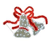 WeRChristmas Bells LED Rope Lights and Tinsel Silhouette Outdoor Garden Wall Christmas Decoration, 113 cm - Large, Multi-Colour