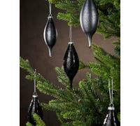 WeRChristmas Black Glass Christmas Baubles, 5 Pack, 15 Cm