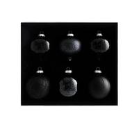 WeRChristmas Black Glass Christmas Baubles, 6 Pack, 10 Cm