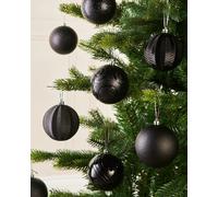 WeRChristmas Black Shatterproof Baubles, 16 Pack, 8 cm